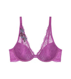 Triumph Amourette Charm Summer wired padded bra in pink product-only view, showing the floral lace overlay and smooth padded cups. Now Available at Blue Salon Qatar