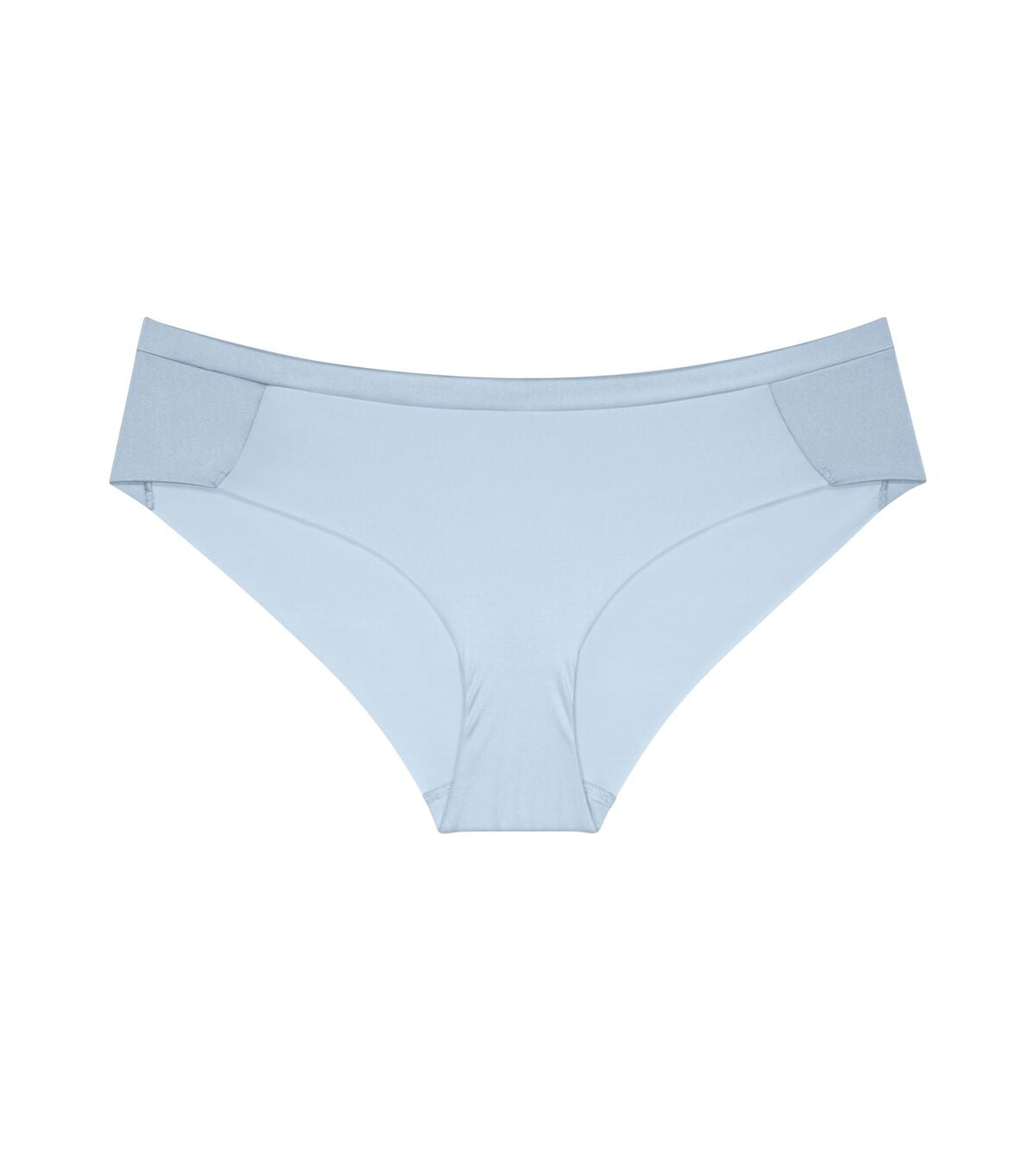 Triumph Body Make-Up Soft Touch light blue hipster panty product-only view, highlighting the seamless finish and soft fabric. Available Online at Blue Salon Qatar
