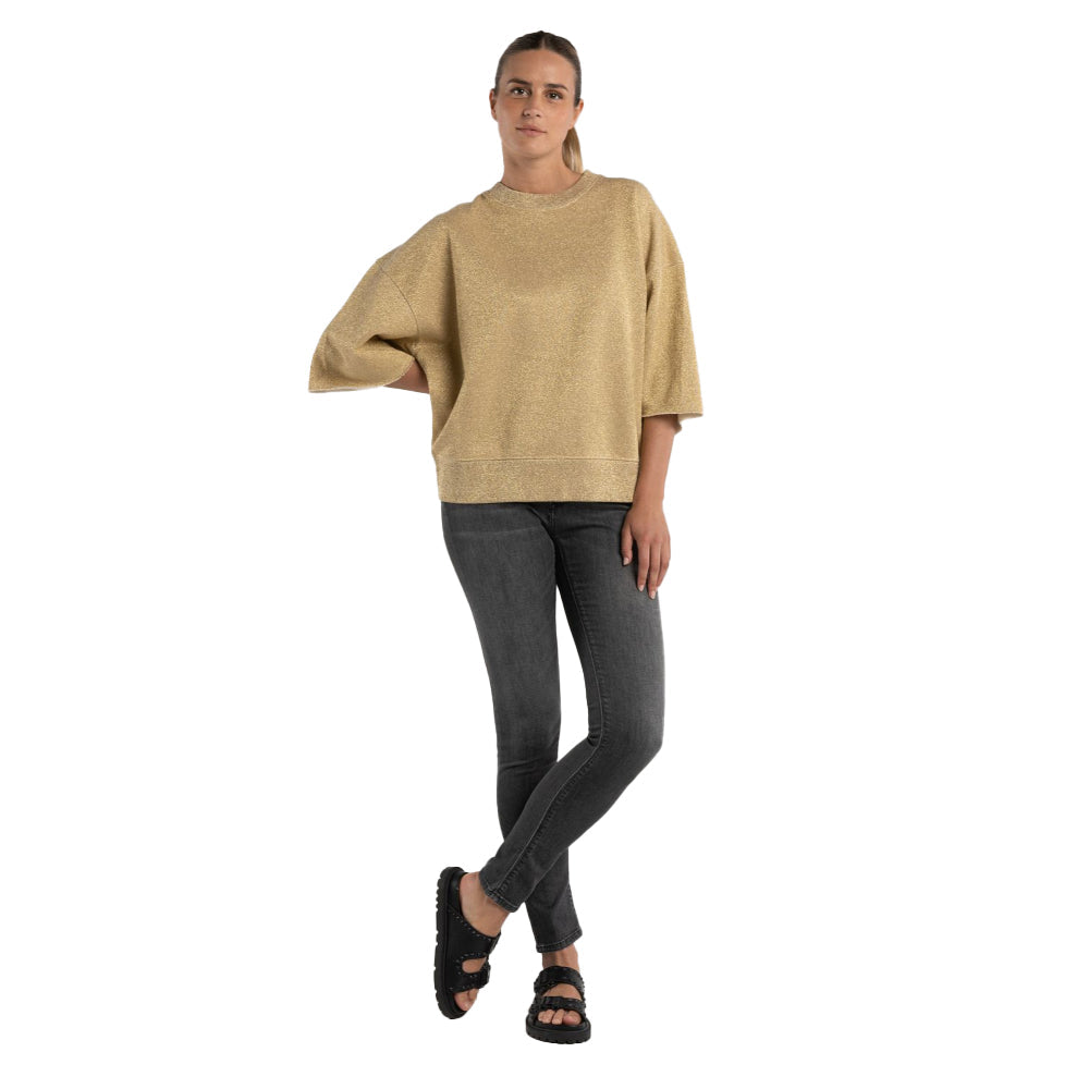 سويتشيرت نسائي مريح بقصة واسعة من Lurex من Replay