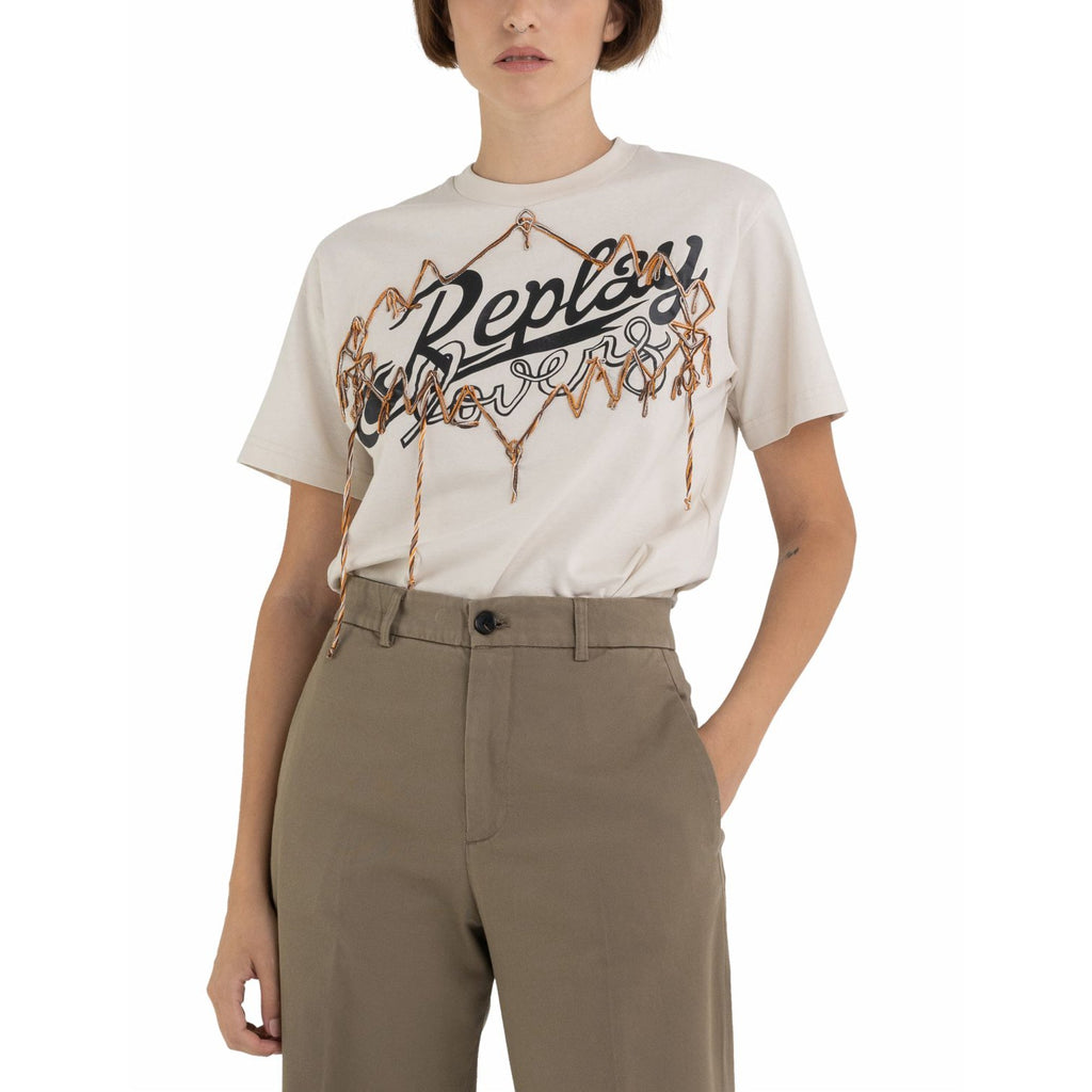 Replay Women's Jersey T-shirt with Folk Print