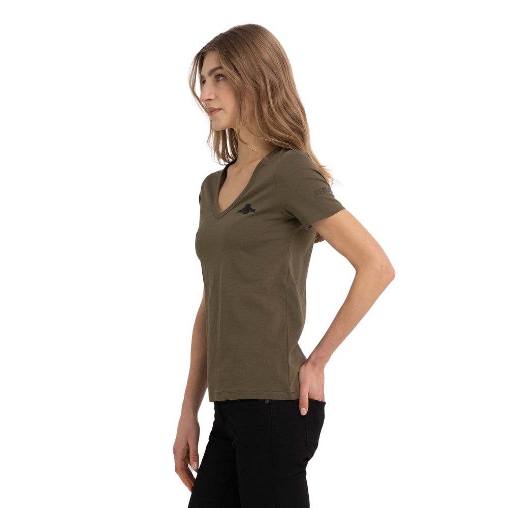 Replay Women's V-neck T-shirt with Archive Logo
