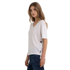 Replay Women's V-neck T-shirt in Stretch Linen