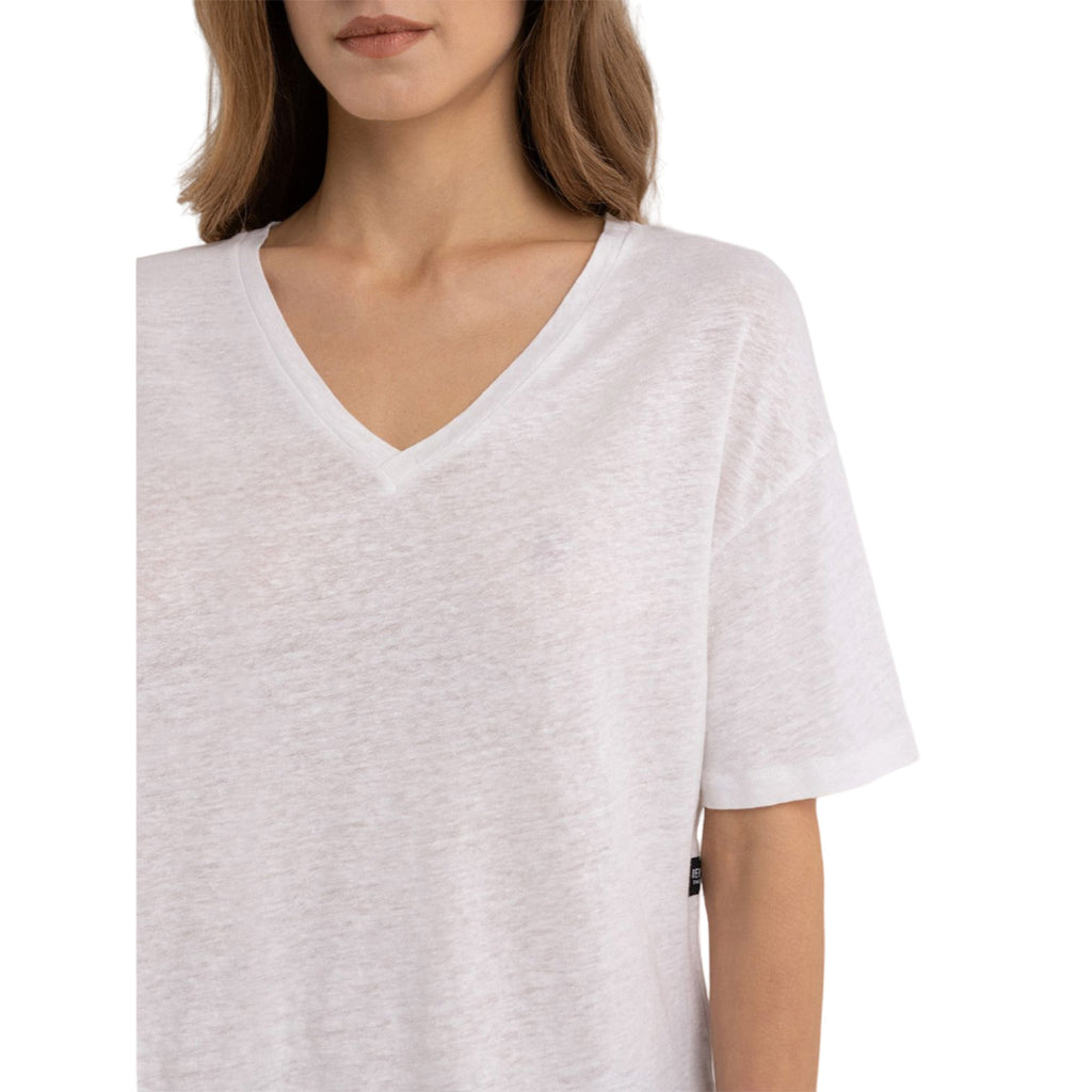 Replay Women's V-neck T-shirt in Stretch Linen
