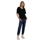 Replay Women's V-neck T-shirt in Stretch Linen