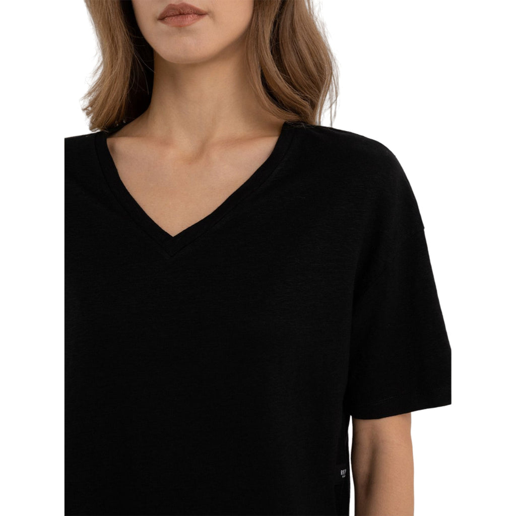 Replay Women's V-neck T-shirt in Stretch Linen