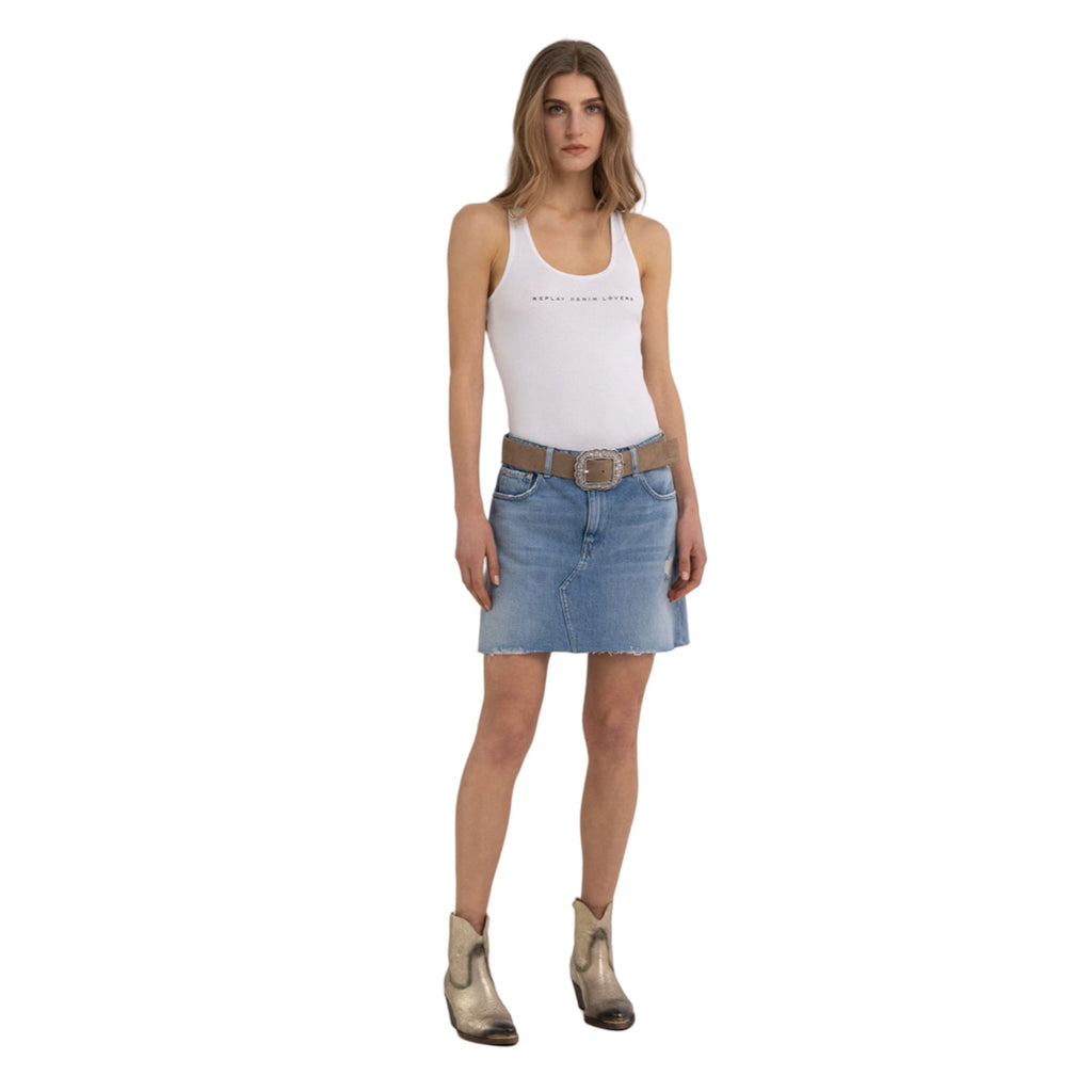 Replay Women's Slim Fit Ribbed Top With Print