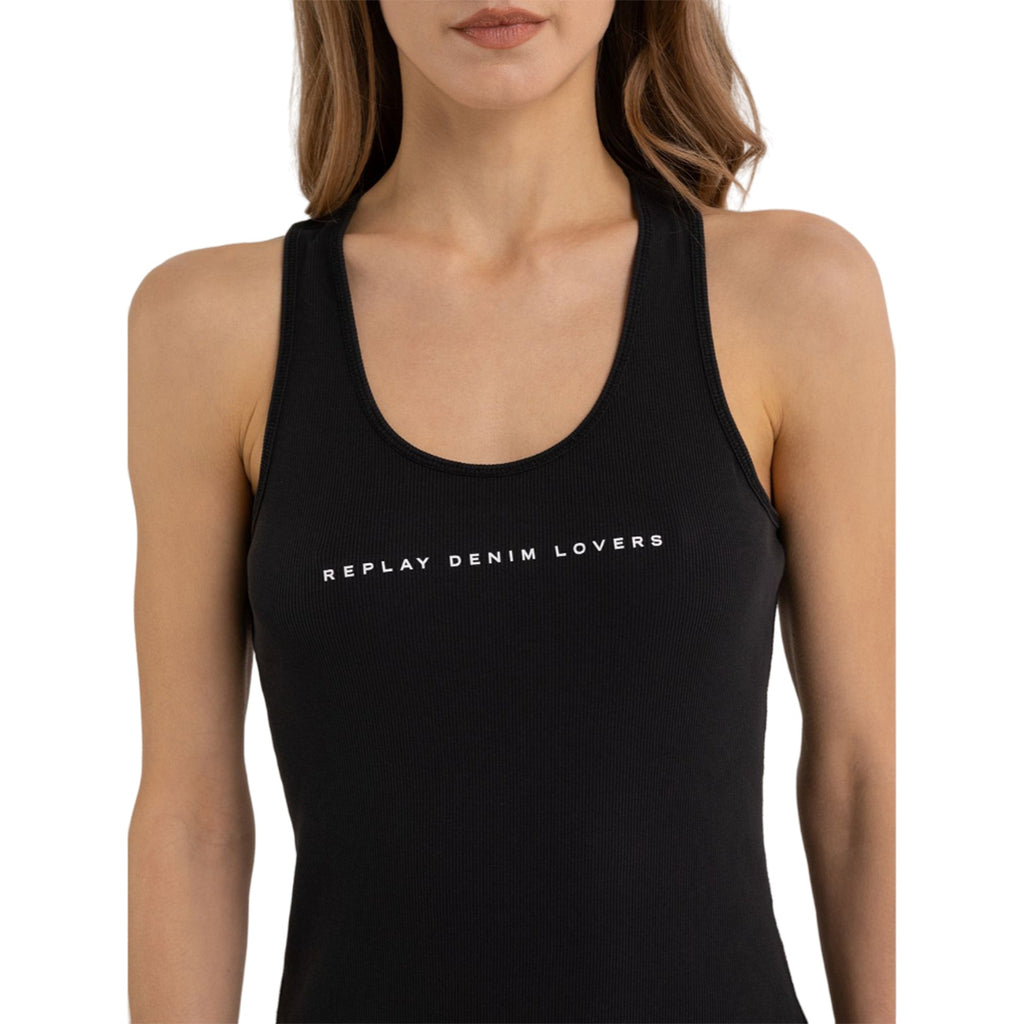 Replay Women's Slim Fit Ribbed Top With Print