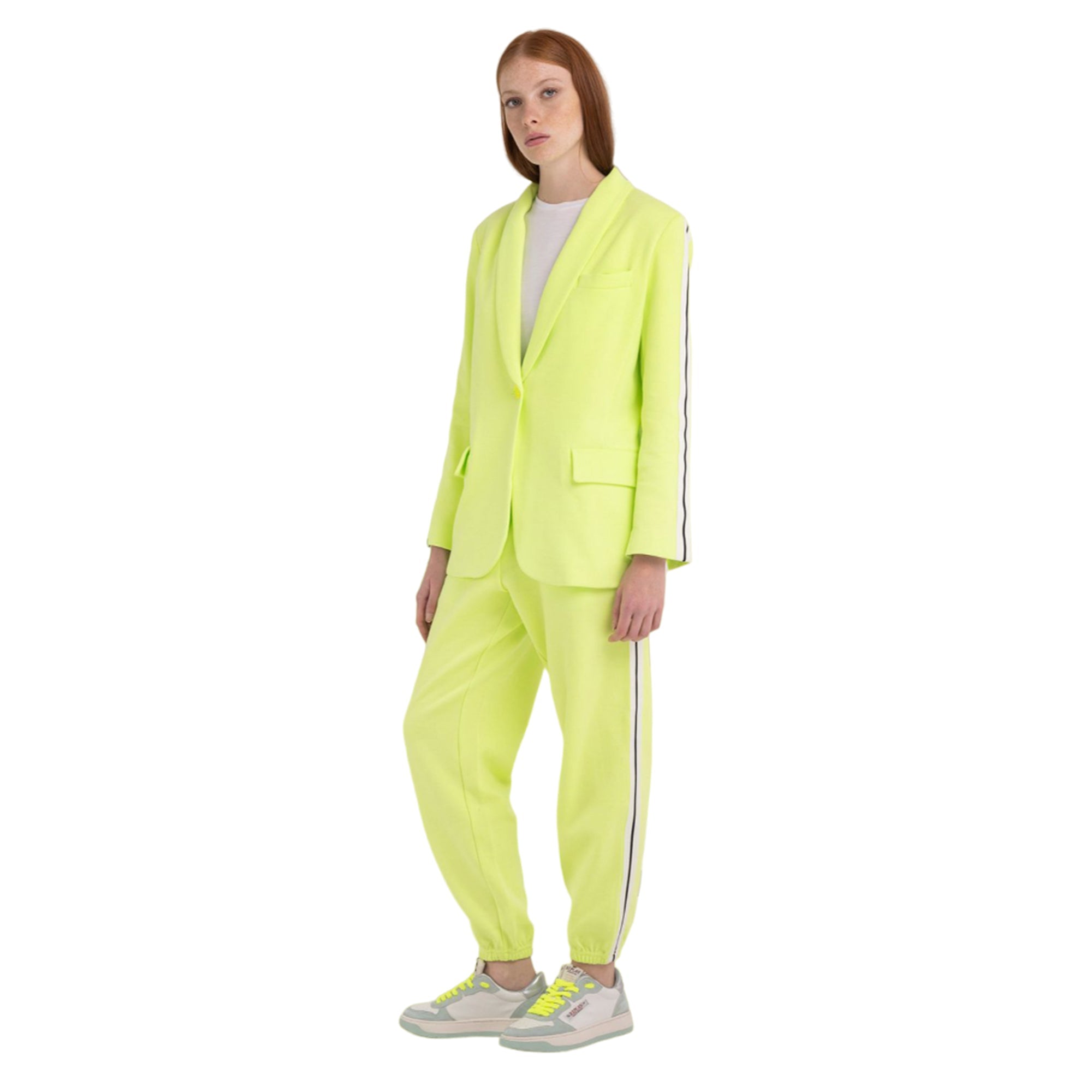 Replay Women's Single-breasted Blazer with Contrasting-colored Bands