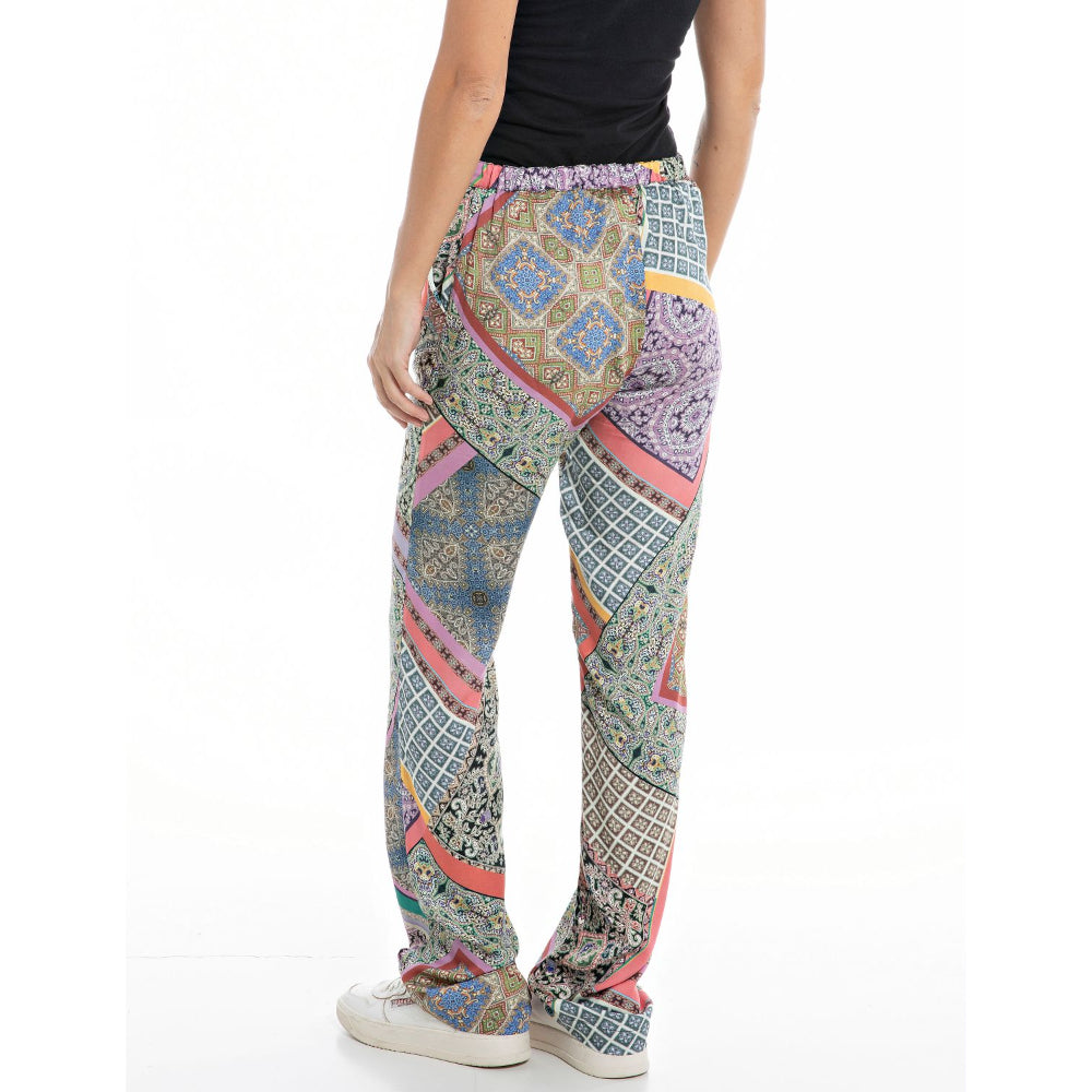 Replay Women's All Over Printed Viscose Satin Pant
