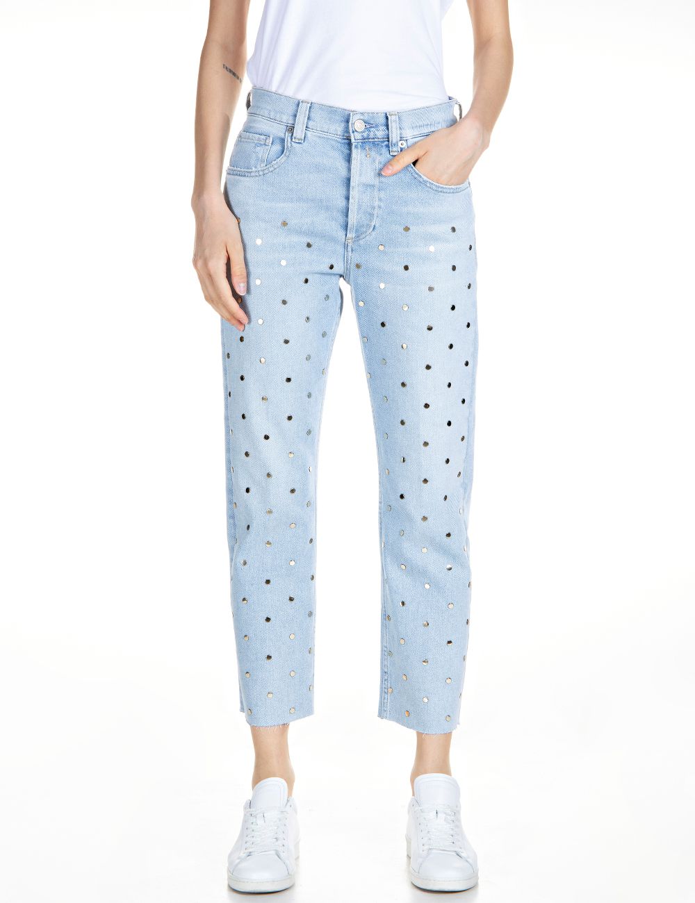 Replay Women's Cropped Straight High Rise Jeans