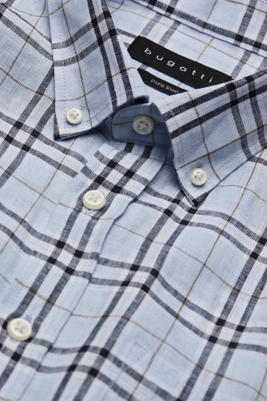 Bugatti Men's Light Blue Plaid Short-Sleeve Button-Down Shirt