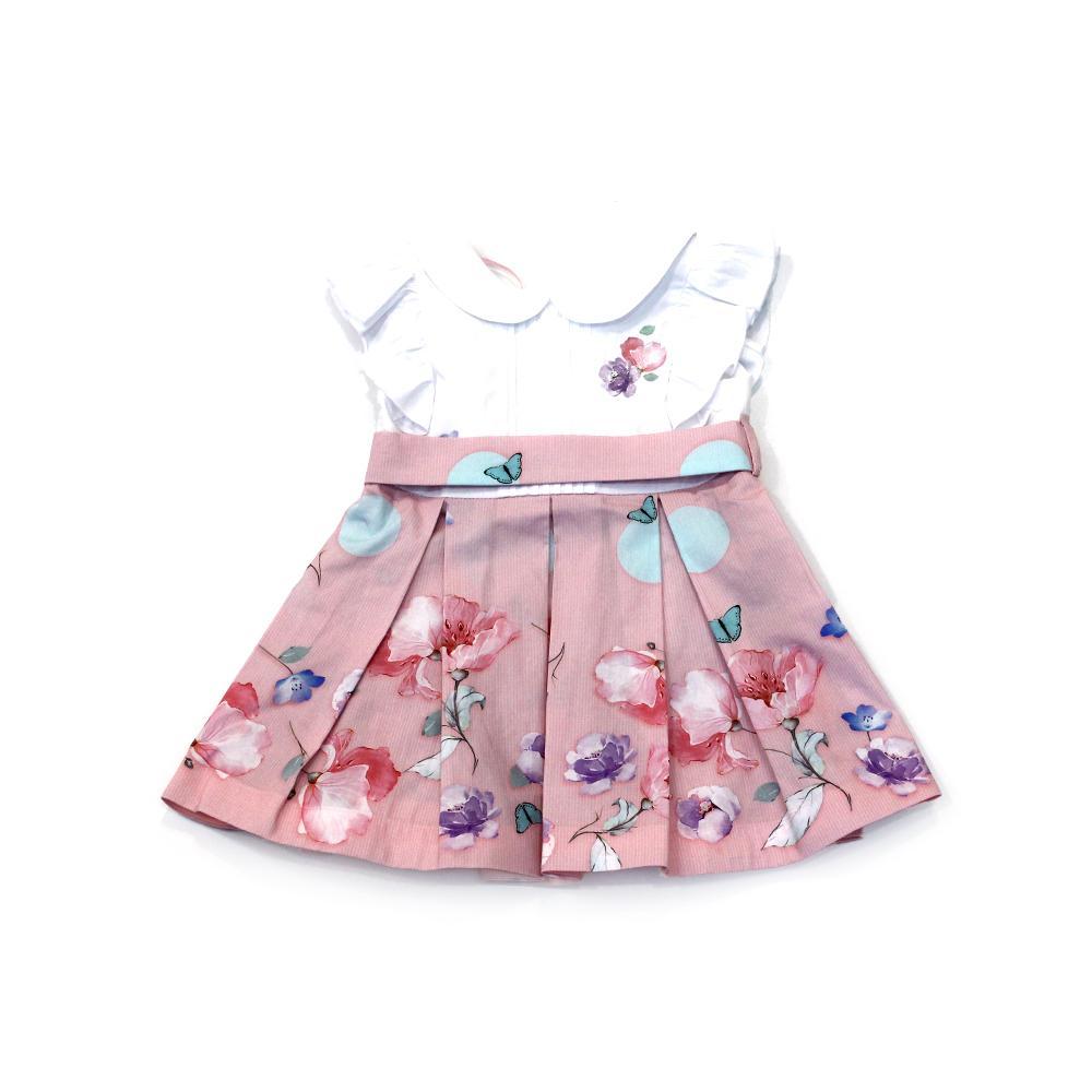 Lapin House White And Pink Printed Dress