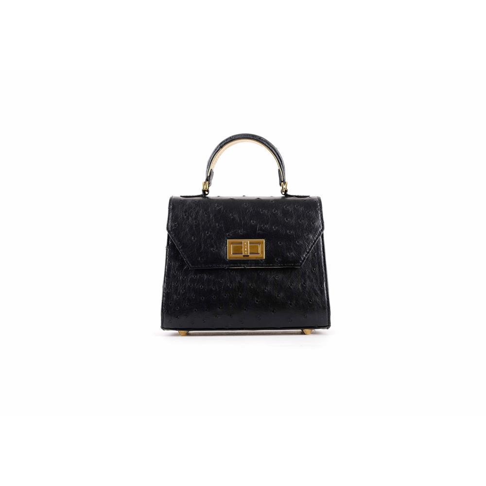 Kyra Luna Ostrich Bag Black Gold