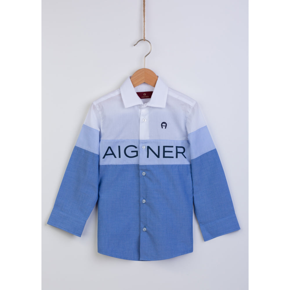 Aigner Kids Boy's White & Blue Shirt