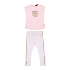 Aigner Kids Girl's Set T-Shirt & Leggings Pink and White