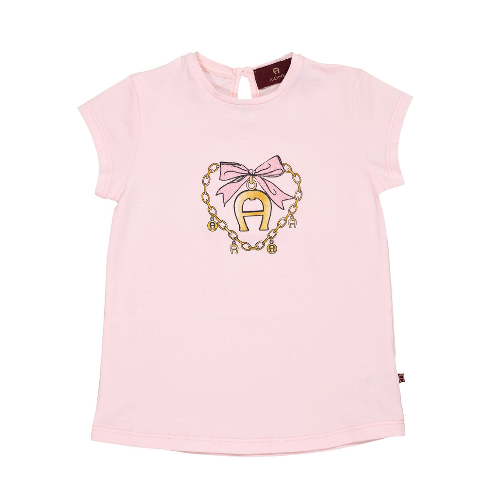 Aigner Kids Girl's Set T-Shirt & Leggings Pink and White