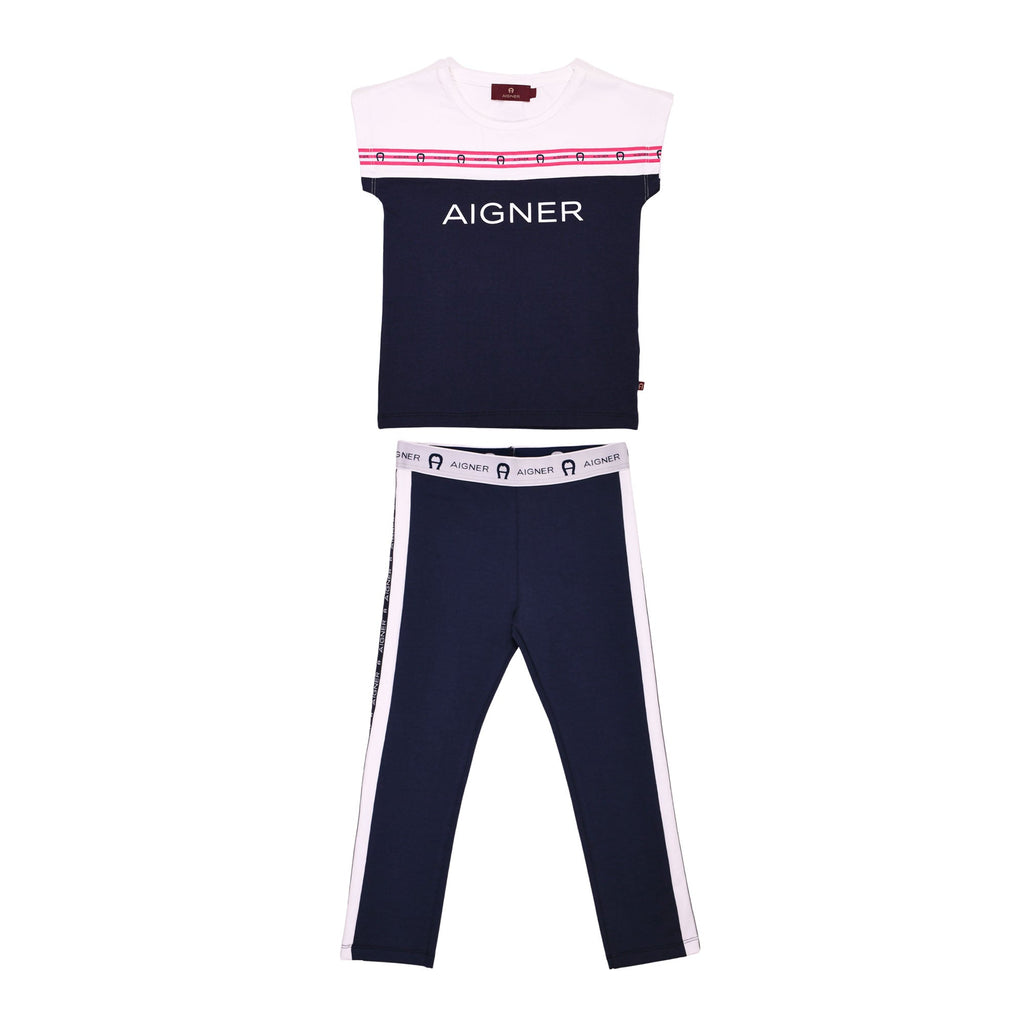 Aigner Kids Girl's Set T-Shirt & Leggings Navy