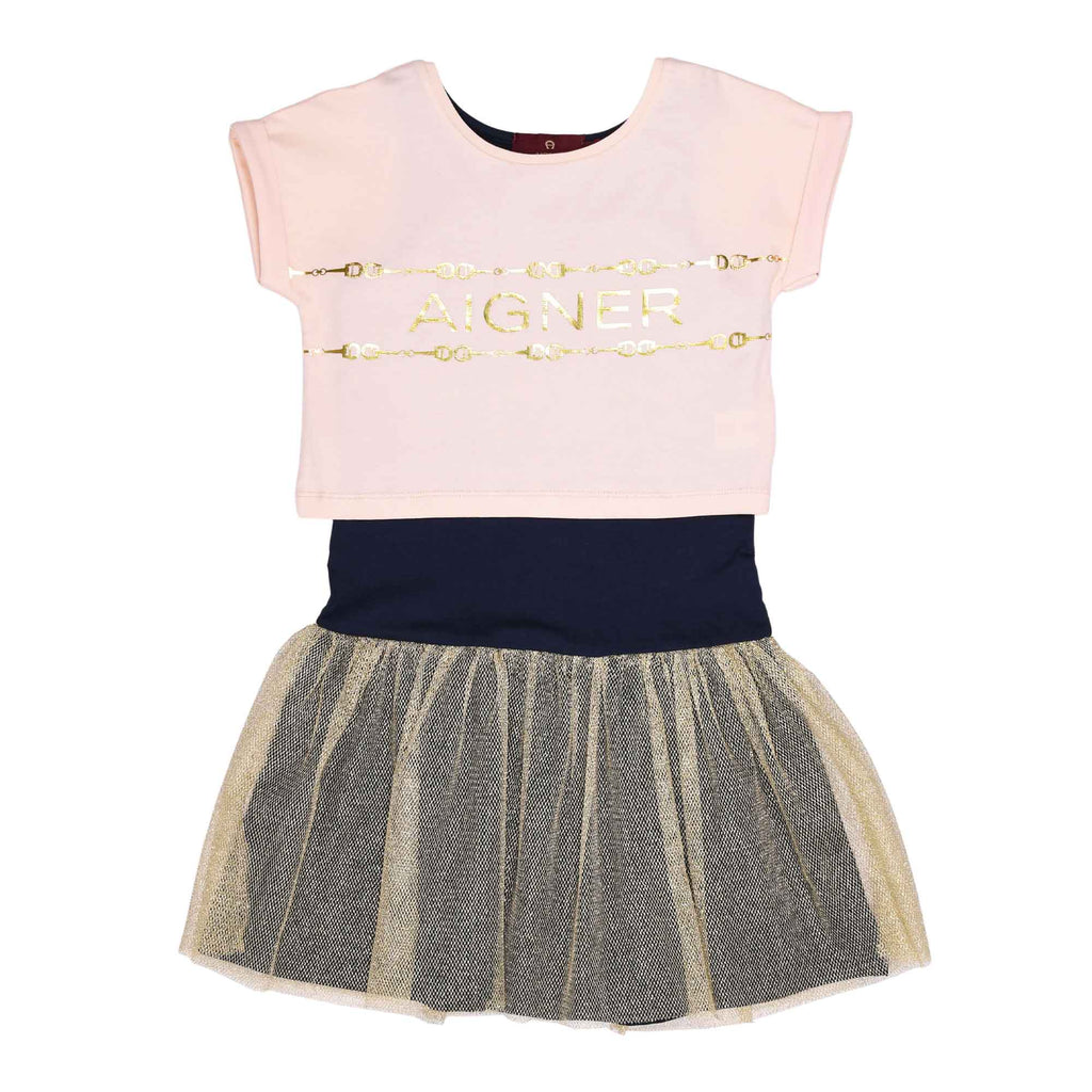Aigner Kids Girl's Navy & Pink Set Dress