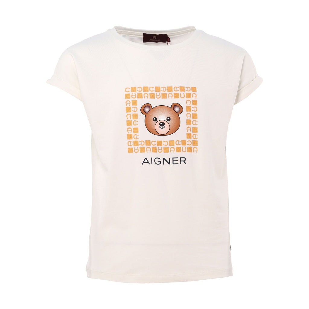 Aigner Kids Girl's Logo Print White T-Shirt