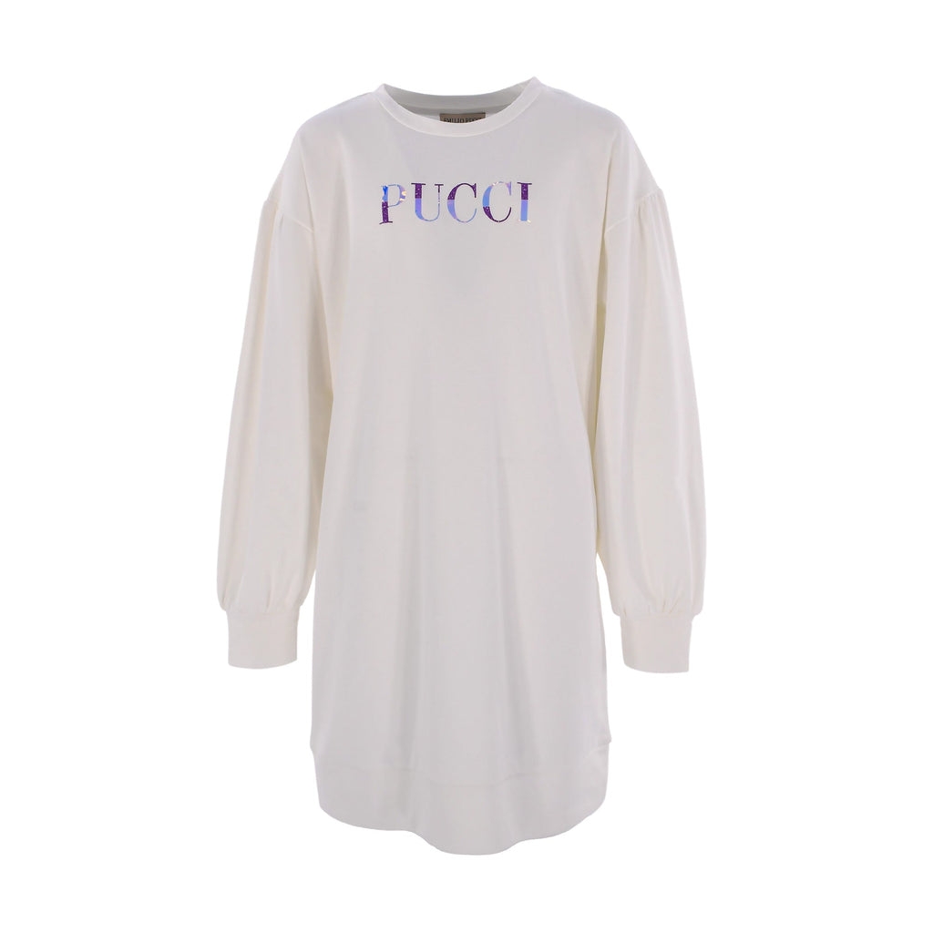 Emilio Pucci White Cotton Jersey Jumper Dress AW22