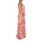 Ml By Monique Lhuillier Floral Chiffon Tiered Maxi Dress In Sienna Foliage
