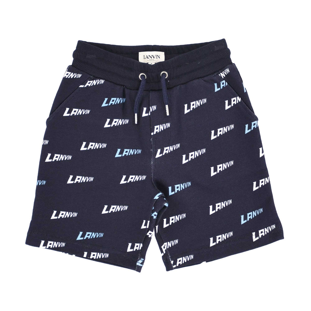 Lanvin Kids Logo Print  Navy Blue Bermuda SS22