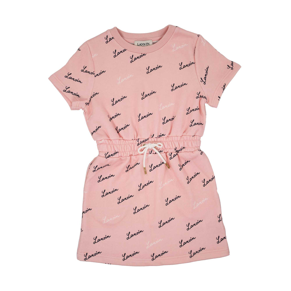 Lanvin Kids Logo Print Pink T-Shirt Dress