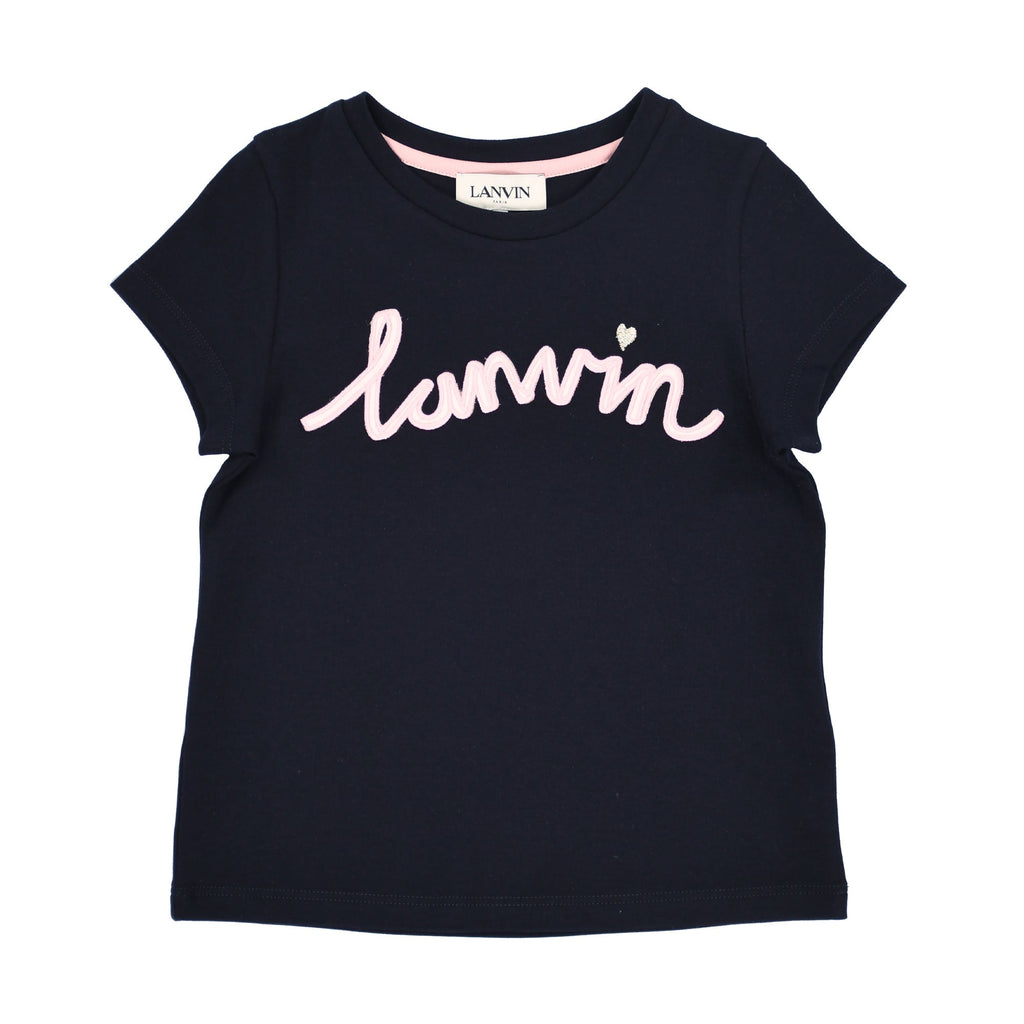 Lanvin Kids Embroidered Black T-Shirt SS22
