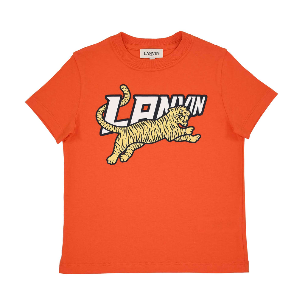 Lanvin Kids  Logo Print Orange T-Shirt SS22