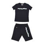 Moschino Kids Teen Logo Print Black T-Shirt and Short Set