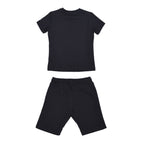 Moschino Kids Teen Logo Print Black T-Shirt and Short Set
