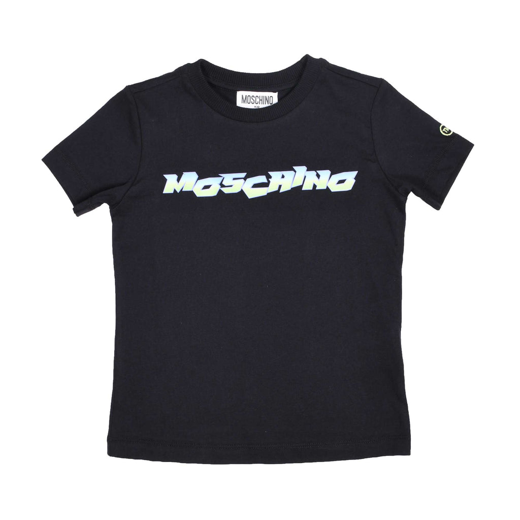 Moschino Kids Teen Logo Print Black T-Shirt and Short Set