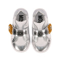 Moschino Kids Girl's White and Silver Leather Sneakers