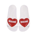 Moschino Kids Girl's Heart Patch Pool White Slides
