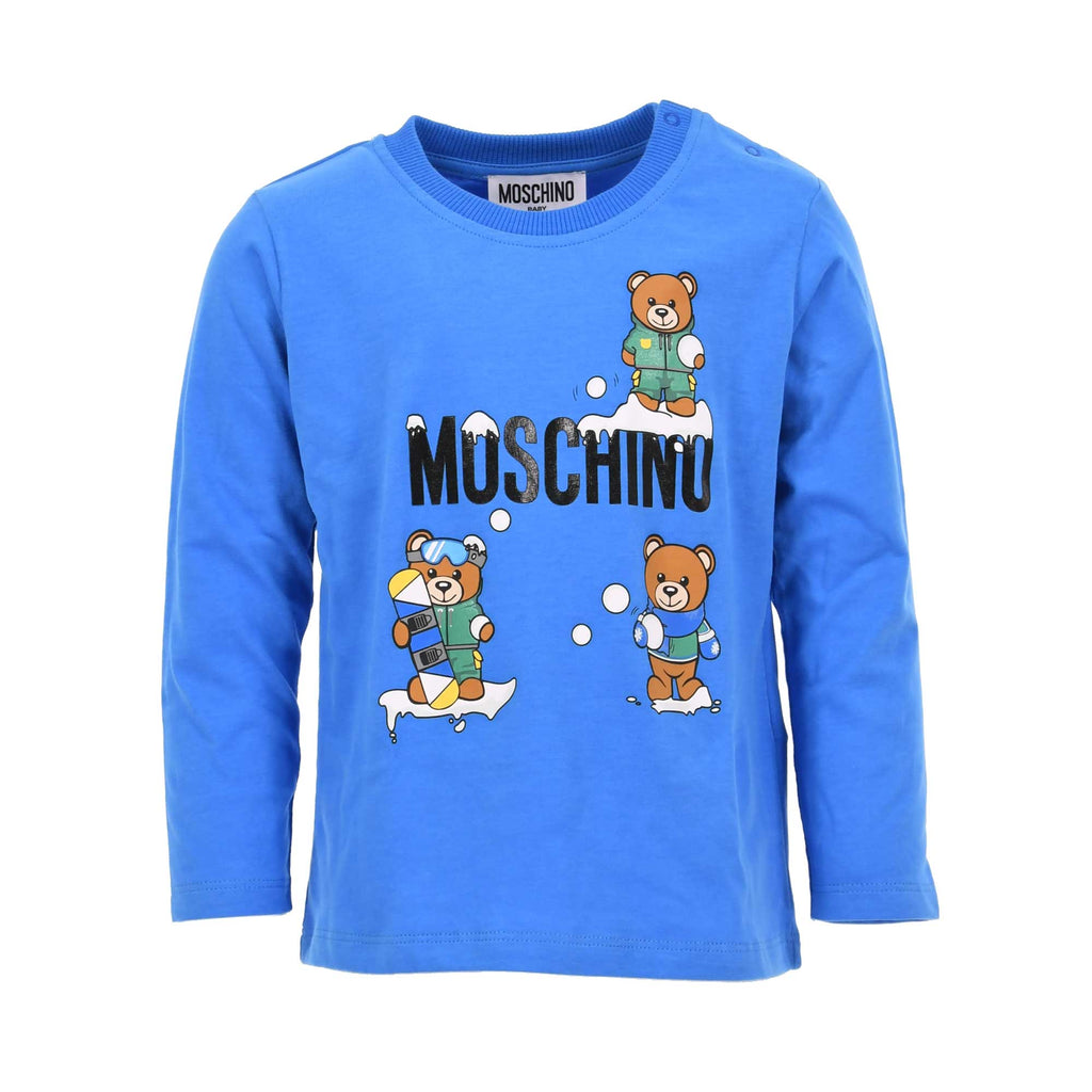 Moschino Kids Boy's Teddy Bear Print Blue T-Shirt