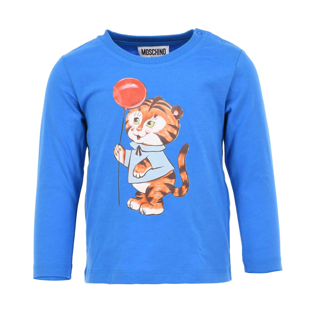 Moschino Kids Baby Boy's Tiger Print Blue T-Shirt