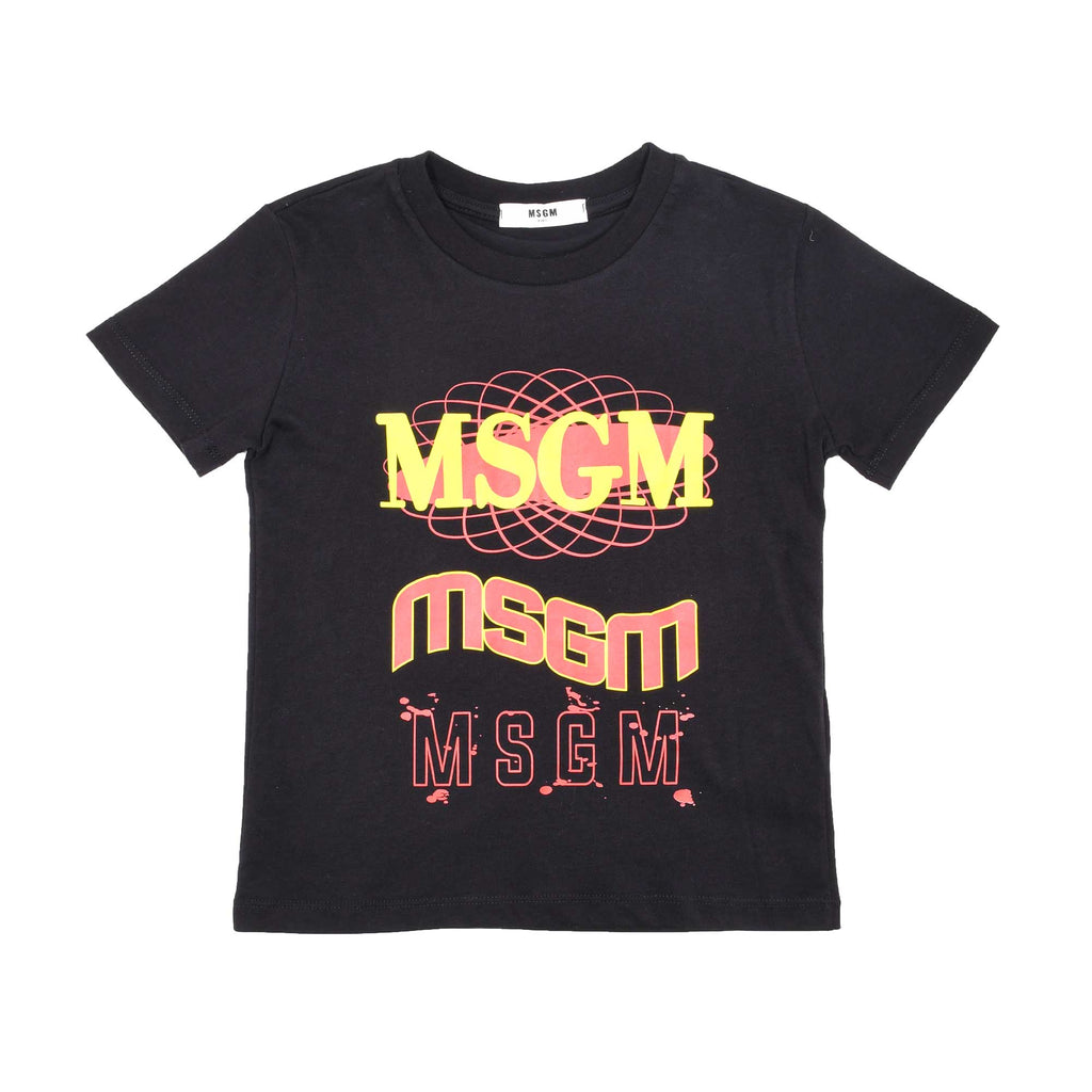 MSGM Kids Logo Print Cotton T-Shirt