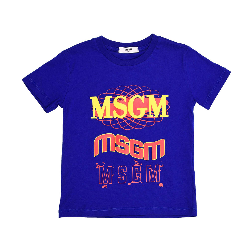 تي شيرت MSGM Kids من القطن بطبعة شعار العلامة