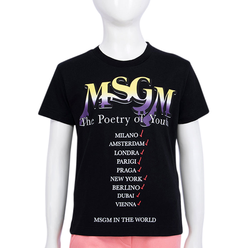 MSGM Kids  Black T-Shirt