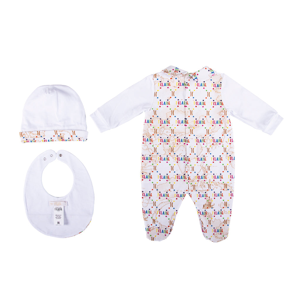 Alviero Martini White & Beige Sleepsuit Set