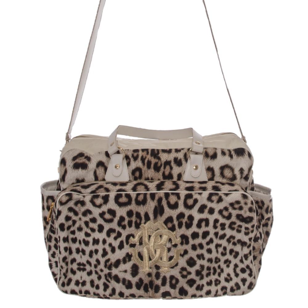 Roberto Cavalli Ivory With Leopard Print Changing Bag