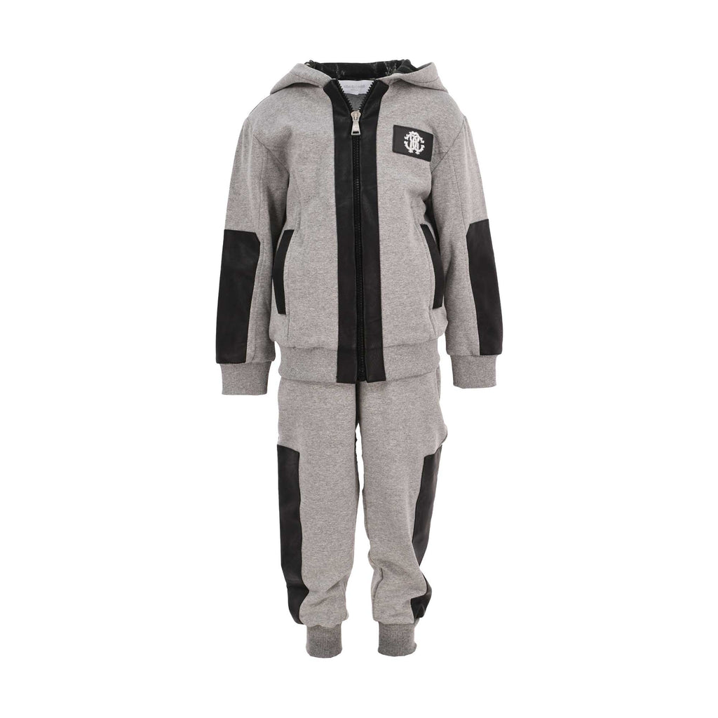  Roberto Cavalli Kids Boy's Grey Hooded Jogging Suit