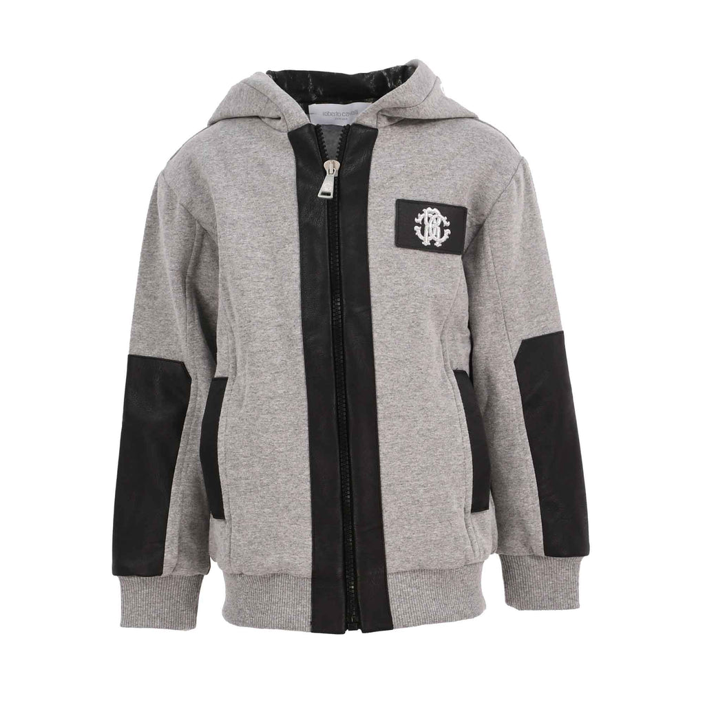  Roberto Cavalli Kids Boy's Grey Hooded Jogging Suit