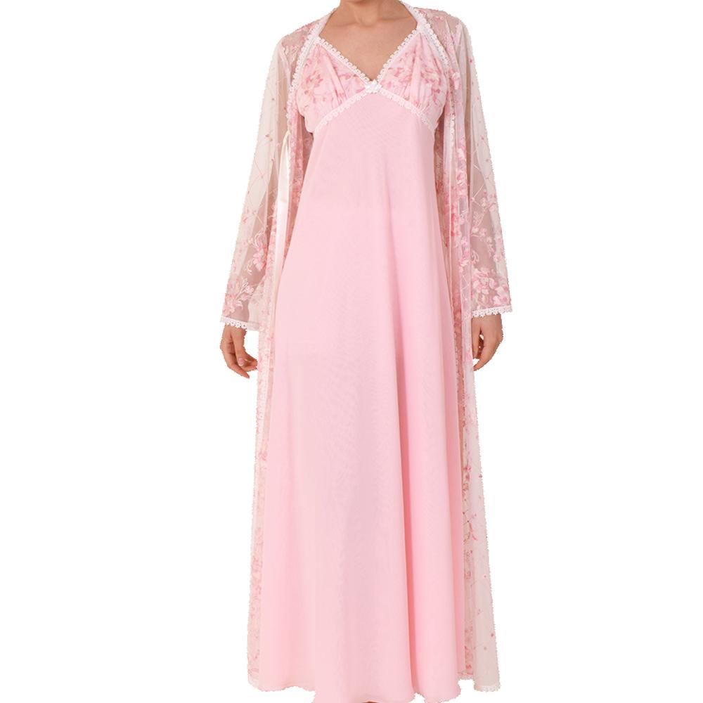 Sally Poppy Night Dress Set Pink Size Medium Pink