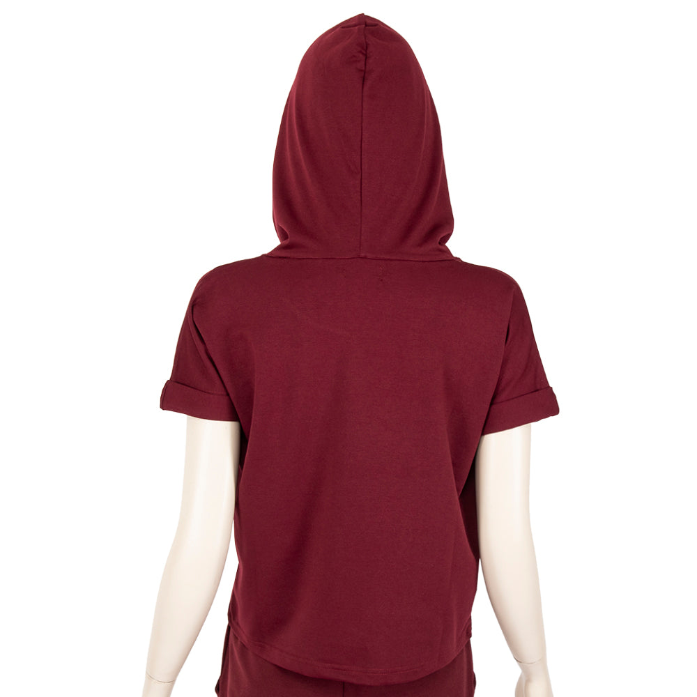 Sofya Women's Bordeaux T-Shirt With Hoodies