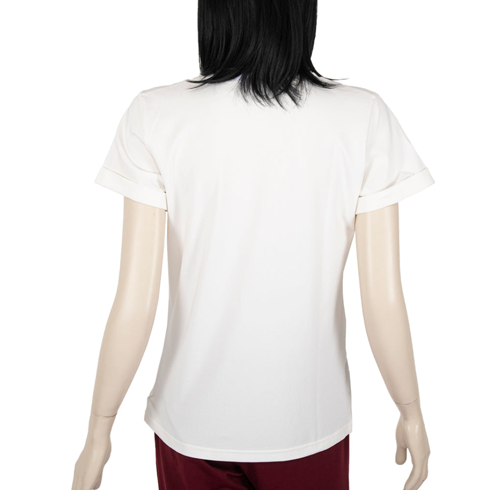 Sofya Women's White  V Shape T-Shirt