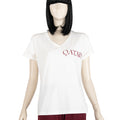 Sofya Women's White  V Shape T-Shirt