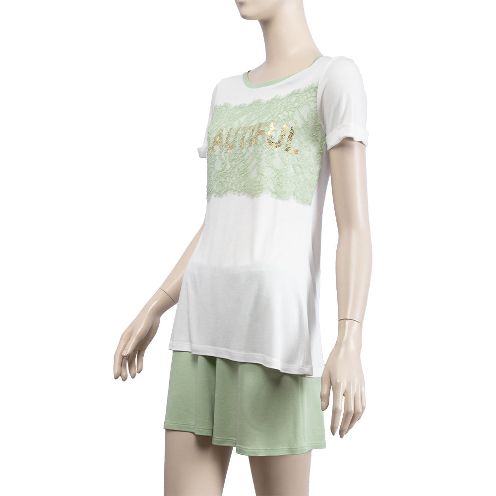 Twinset Short Pyjamas With Print And Lace