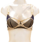 Bordelle Grid Gartered Wire Bra Navy/Caramel