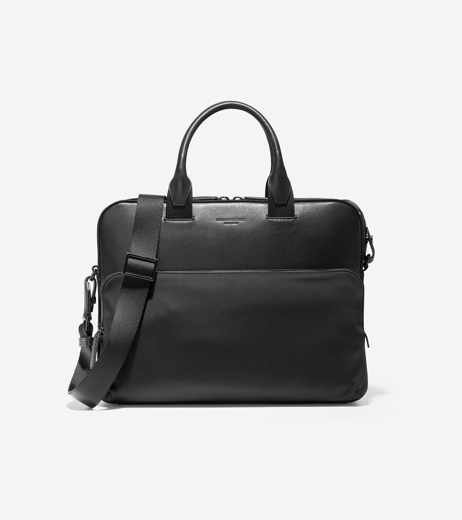 Cole Haan Nylon Leather Attache Black One Size
